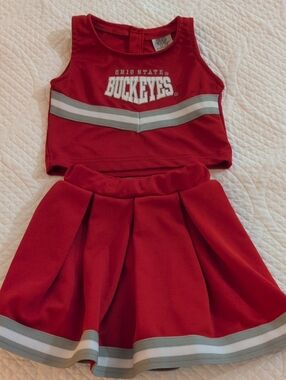 Toddler Ohio State Buckeyes Red Cheer Set - Crop Top + Skirt